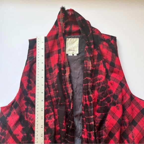 Anthropologie Elevenses Roxanne Vest Flannel Red Black Buffalo Plaid Check Sz S - Picture 8 of 16